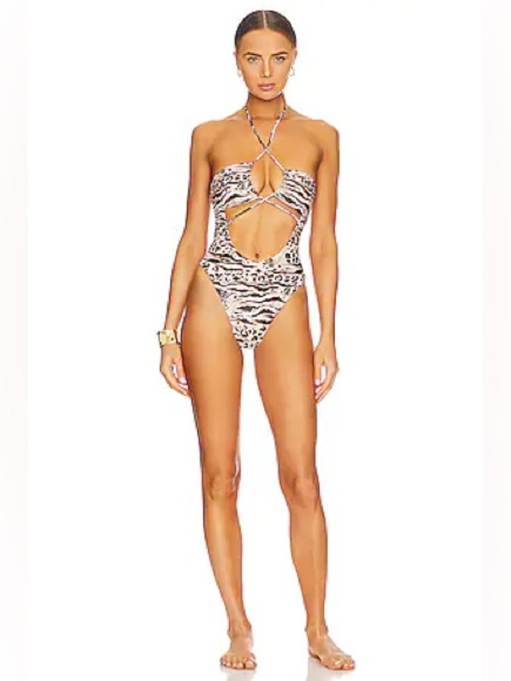 lovewave revolve the Bree One Piece swimsuit leopard strappy high cut
